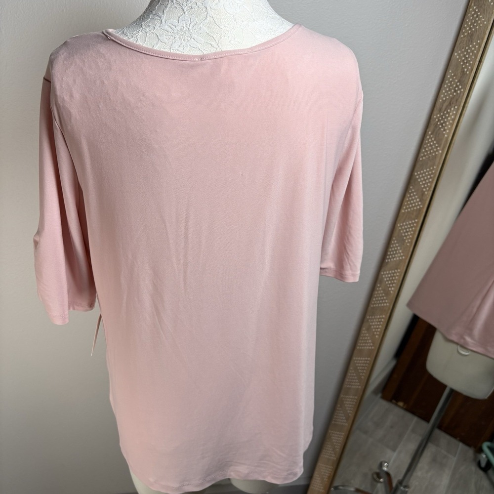 NWT*I Perception Concept Womens XL Pink Cutout Top Coquette Ruched Sleeve - Picture 10 of 14